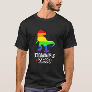 LGBT Lesbian Lesboasaurus Rex Dinosaur Rainbow Fla T-Shirt
