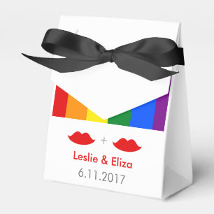 LGBT Lesbian Lips Rainbow Wedding Favor Box