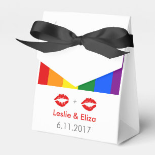 LGBT Lesbian Lips Rainbow Wedding Favor Box