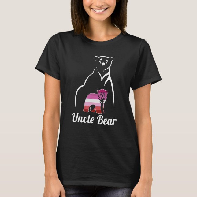 Lgbt Lesbian Uncle Bear Lesbian Pride Flag T-Shirt (Front)