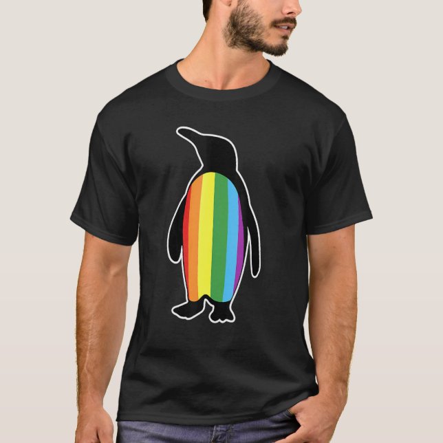 Lgbt Lgbtq Gay Pride Rainbow Flag Penguin T-Shirt (Front)