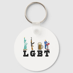 LGBT Liberty Guns Beer Trump Political Gift Keychain