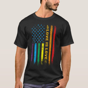 Lgbt Love Is Love American Flag Gay Pride Lgbtq T-Shirt