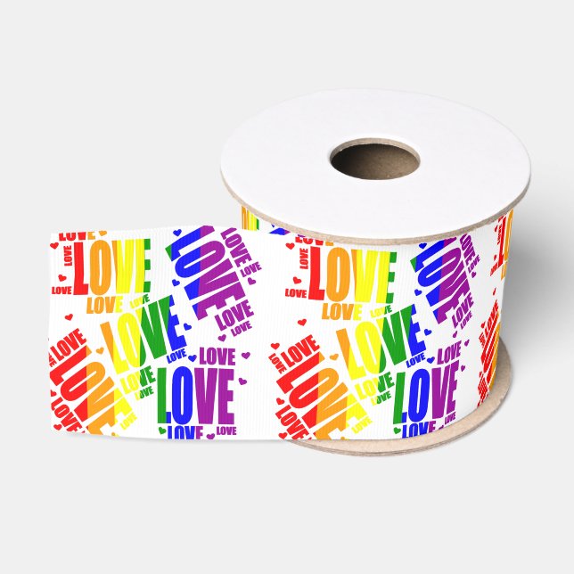 LGBT Love Text Grosgrain Ribbon (Spool)