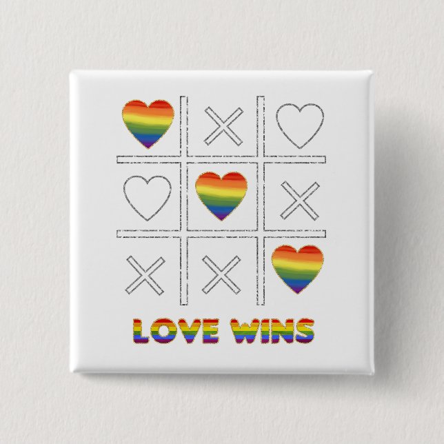 LGBT Love Wins  2 Inch Square Button (Front)