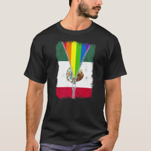 Lgbt Mexico Flag Zip Rainbow Mexican Gay Pride T-Shirt