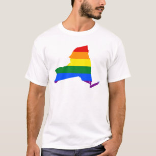 LGBT New York, US state flag map T-Shirt