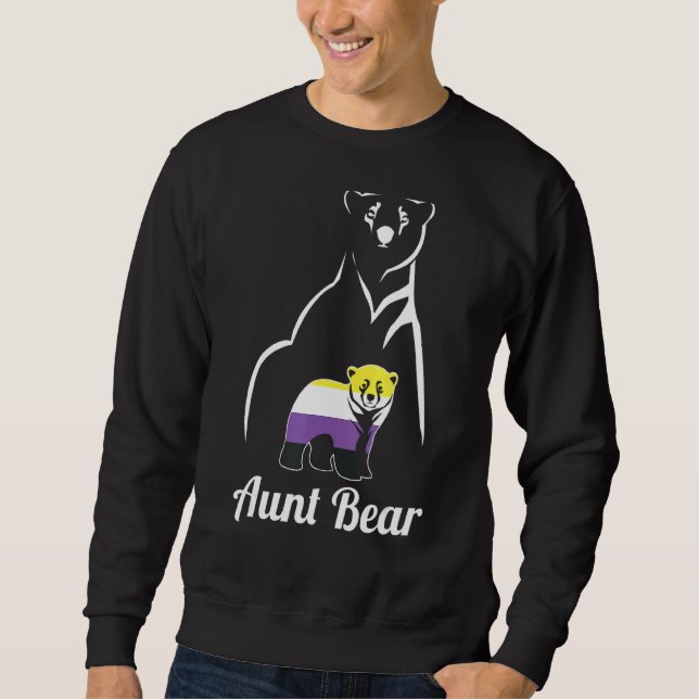 Lgbt Non Binary Aunt Bear Enby Non Binary Pride Sweatshirt (Front)