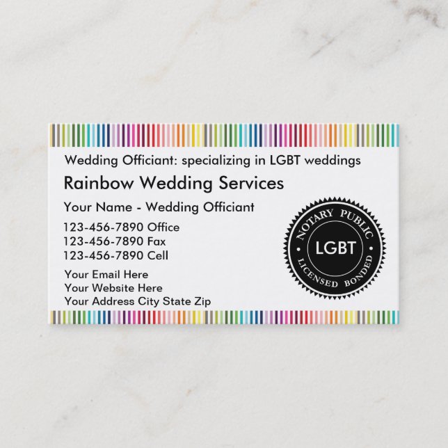 LGBT Notary Business Cards (Front)