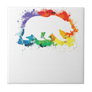 LGBT Paint Splatters Gay Bear Tile