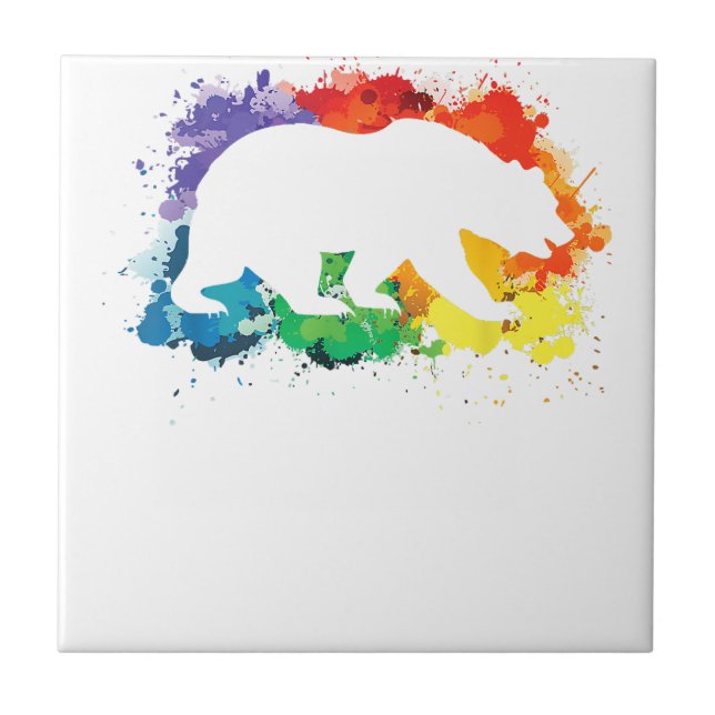 LGBT Paint Splatters Gay Bear  Tile (Front)