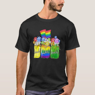 Lgbt Peace Love Equality Rainbow Floral Lgbt Flag T-Shirt