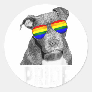 LGBT Pitbull Gay Pride Dog Shades Sunglasses LGBTQ Classic Round Sticker