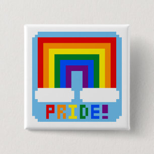 LGBT+ Pixel Pride 2 Inch Square Button