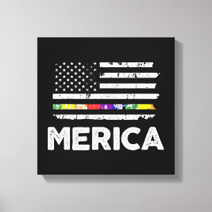LGBT Pride American Flag T Shirt - 4th of July Gay Canvas Print