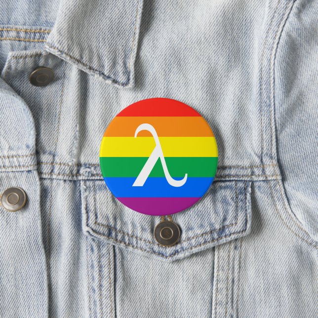 LGBT Pride and Activism Lambda 3 Inch Round Button (In Situ)
