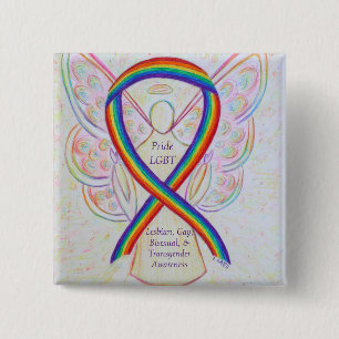 LGBT Pride Awareness Angel Ribbon Custom Pin