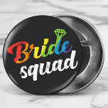 LGBT Pride Bride Squad Wedding Gay Lesbian Rainbow 2 Inch Round Button<br><div class="desc">This modern LGBT themed design features the text "Bride Squad" in rainbow typography accented with a diamond #wedding #engagement #lgbtwedding #bridesquad #LGBT #gay #pride #lesbian #bisexual #transgender #queer #equality #rainbow #fashion #fashionable #style #stylish</div>