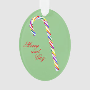 LGBT+ Pride Candy Cane Acrylic Ornament