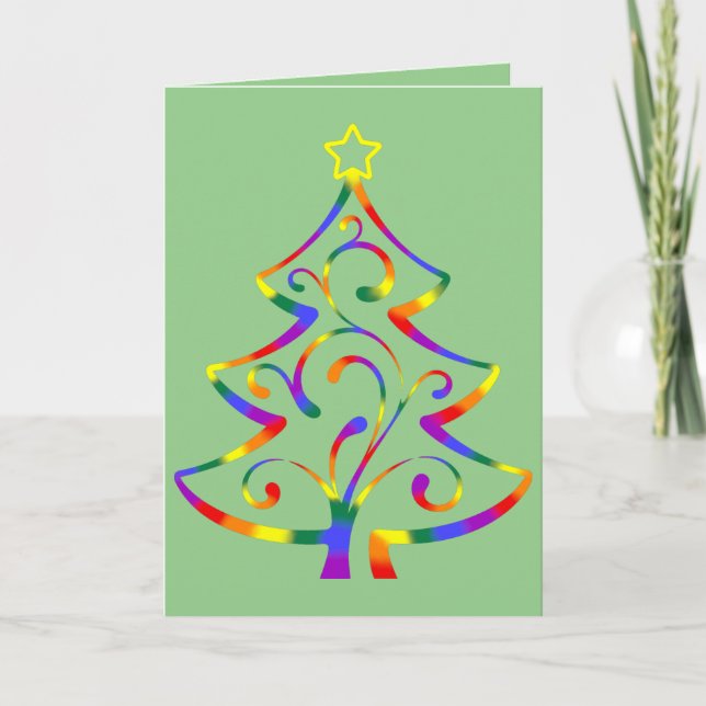 LGBT+ Pride Christmas Tree Christmas Card (Front)