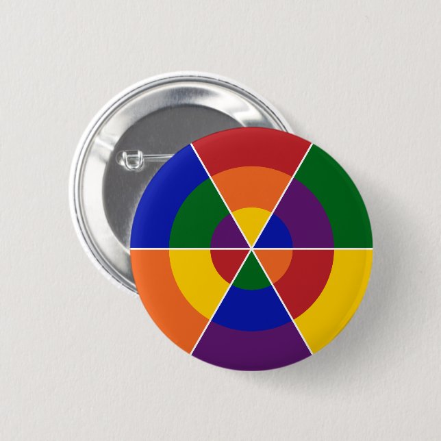 LGBT Pride Colourful Geometric Rainbow 2 Inch Round Button (Front & Back)
