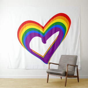 LGBT Pride Colourful Rainbow Flag Heart Gay Love Tapestry