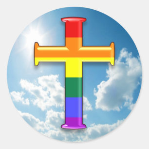 LGBT Pride Cross Classic Round Sticker