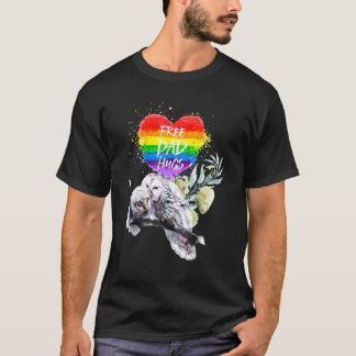Lgbt Pride Daddy Owl Rainbow Free Dad Hugs Fathers T-Shirt