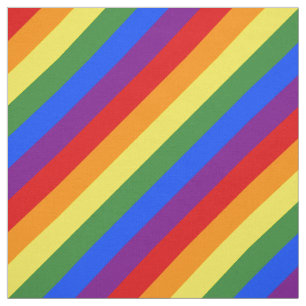 LGBT Pride Diagonal Rainbow Stripe Pattern Fabric