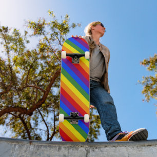 LGBT Pride Diagonal Rainbow Stripe Pattern Skateboard