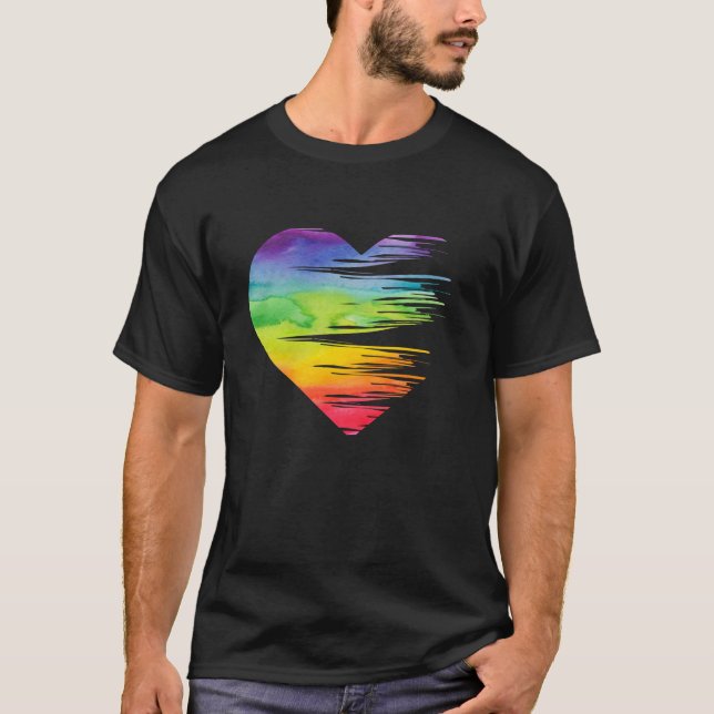 LGBT Pride Equality Heart Awareness Gay Lesbian T-Shirt (Front)