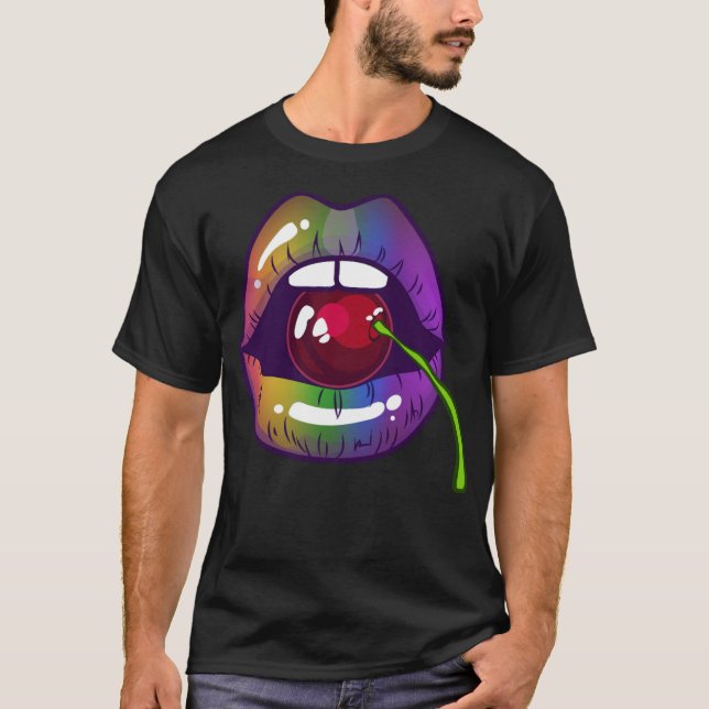 LGBT Pride Equality Rainbow Cherry Kiss (1) -stand T-Shirt (Front)