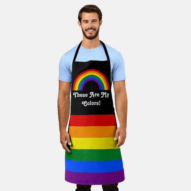 LGBT pride flag and rainbow with a custom text Apron (Worn)