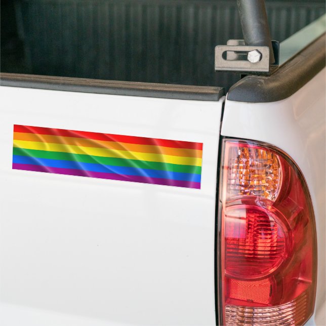 LGBT PRIDE FLAG BAR WAVY BUMPER STICKER (On Truck)