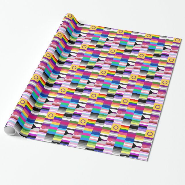 LGBT Pride Flag Collage Wrapping Paper (Unrolled)