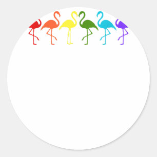 LGBT Pride Flamingos in Flag Colours Classic Round Sticker