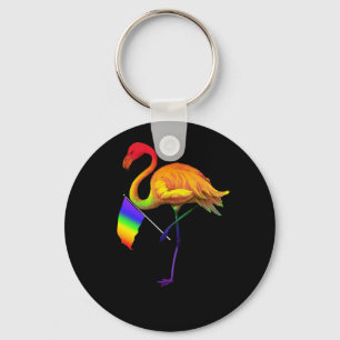 LGBT Pride Flamingos in Flag Colours Keychain