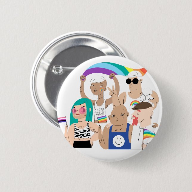 LGBT+Pride. GAY love. Rainbow flag.       2 Inch Round Button (Front & Back)