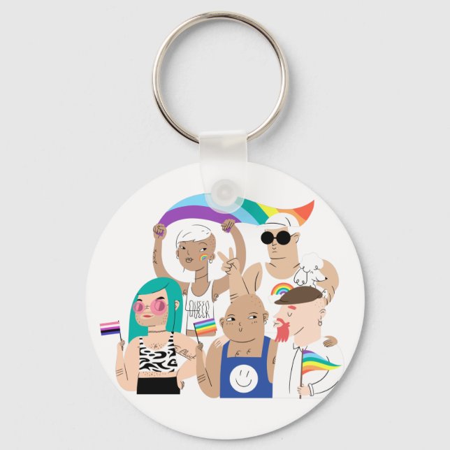 LGBT+Pride. GAY love. Rainbow flag.         Keychain (Front)