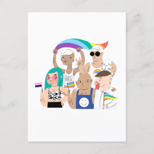 LGBT+Pride. GAY love. Rainbow flag. Postcard