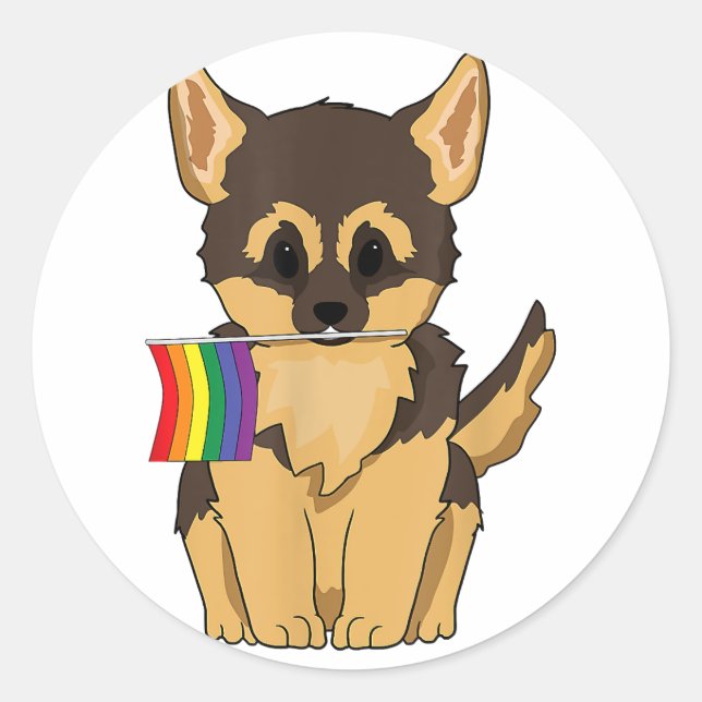LGBT Pride German Shepherd Dog rainbow flag Gay Le Classic Round Sticker (Front)