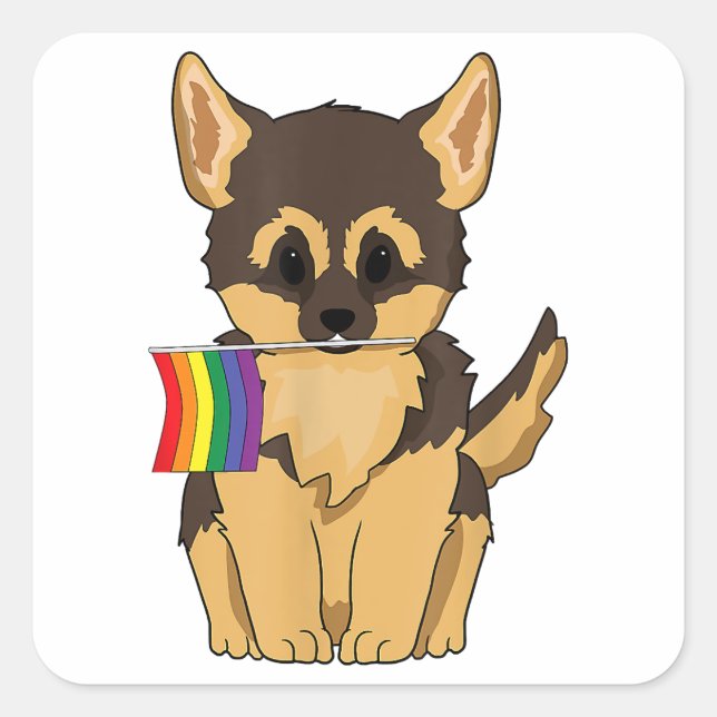 LGBT Pride German Shepherd Dog rainbow flag Gay Le Square Sticker (Front)