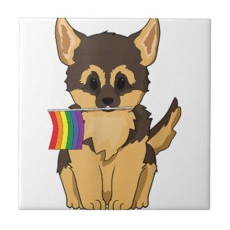 LGBT Pride German Shepherd Dog rainbow flag Gay Le Tile