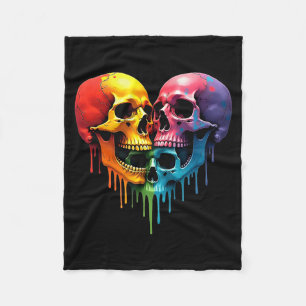 Lgbt Pride Halloween Horror Skeleton Skull Rainbow Fleece Blanket