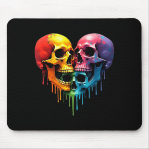 Lgbt Pride Halloween Horror Skeleton Skull Rainbow Mouse Pad