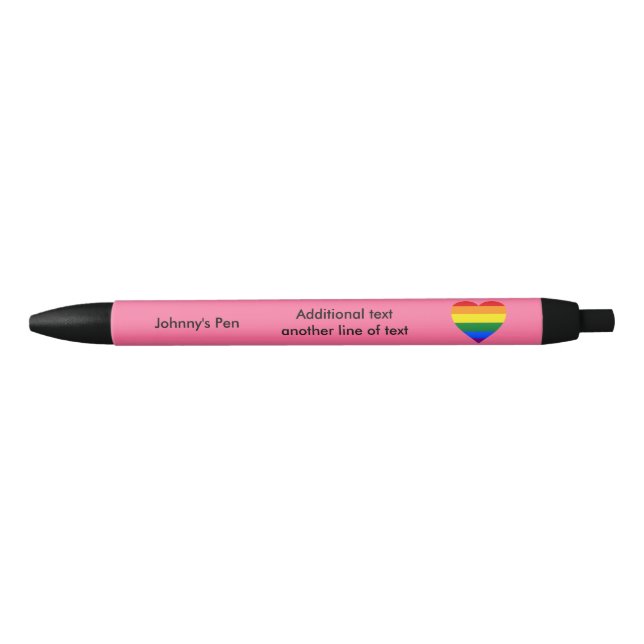 LGBT pride heart Black Ink Pen (Front)