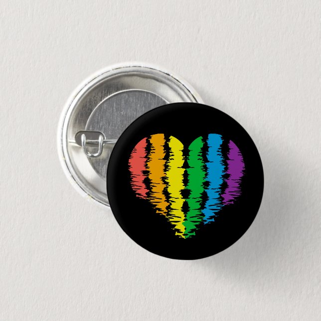 LGBT+pride. Heart rainbow.          Button (Front & Back)