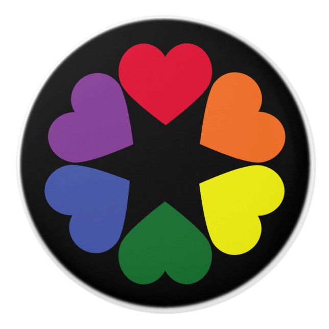 LGBT pride hearts Ceramic Knob (Front)