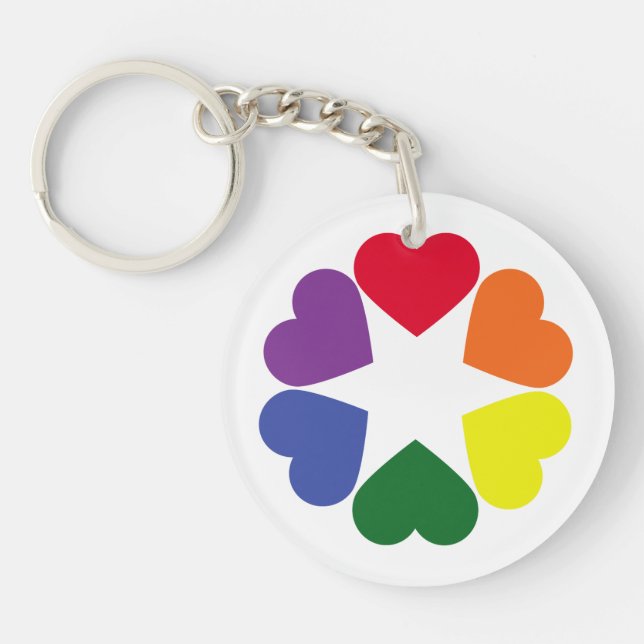 LGBT pride hearts Keychain (Front)