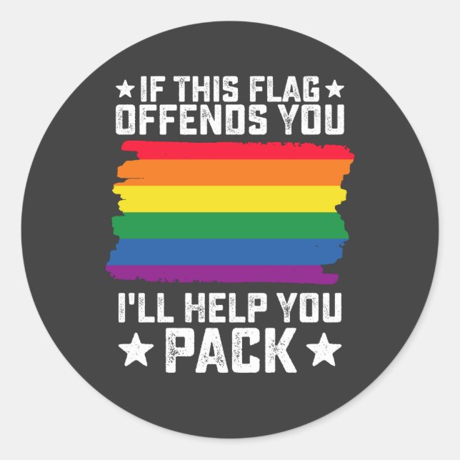 LGBT Pride If This Flag Offends You I'll Help You Classic Round Sticker (Front)